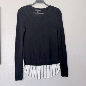Ann Taylor Knit Cotton Cashmere Blend Sweater Black/White Size XS